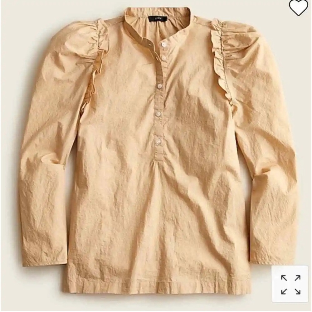 J.Crew Puff Sleeve Cotton Poplin Top, in Tan, size Medium